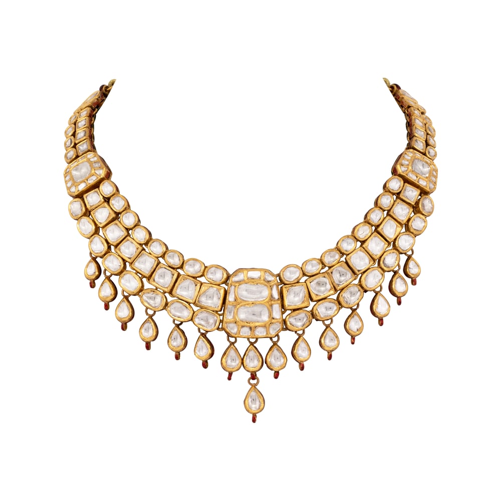 Gold Polki Choker with Pear-Shaped Drops